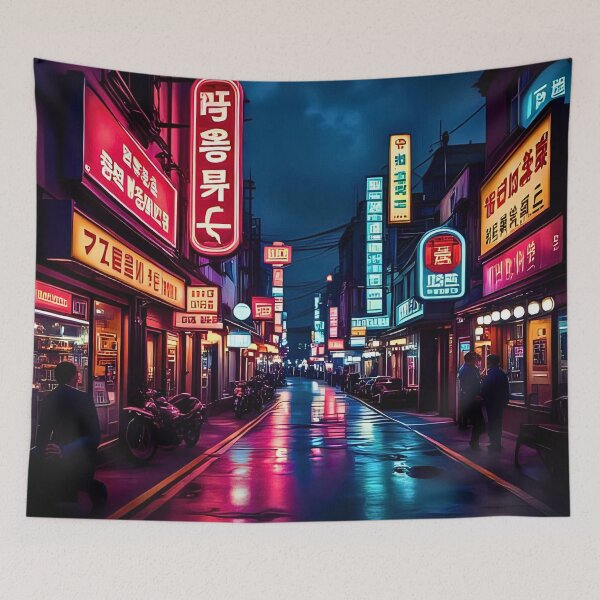 Item preview, ITAEWON RO KOREAN BUSTLING NEON STREETS designed and sold by DottedEarth.