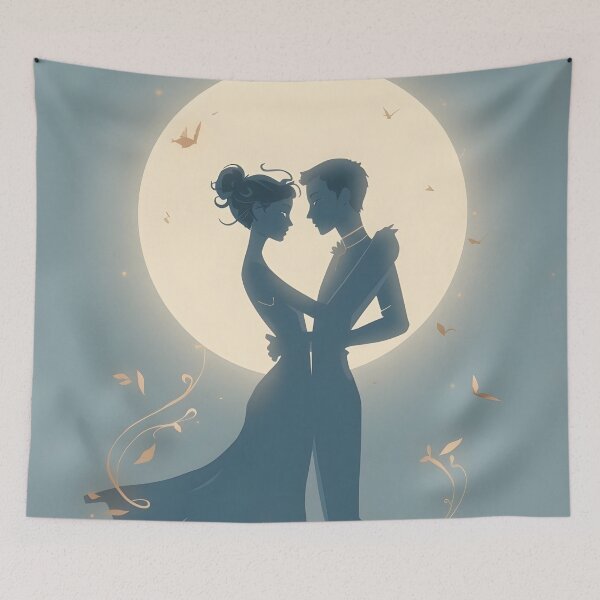 Item preview, Moonlight Dance – Soft Glow Couple Silhouette Design designed and sold by Valeree Store.