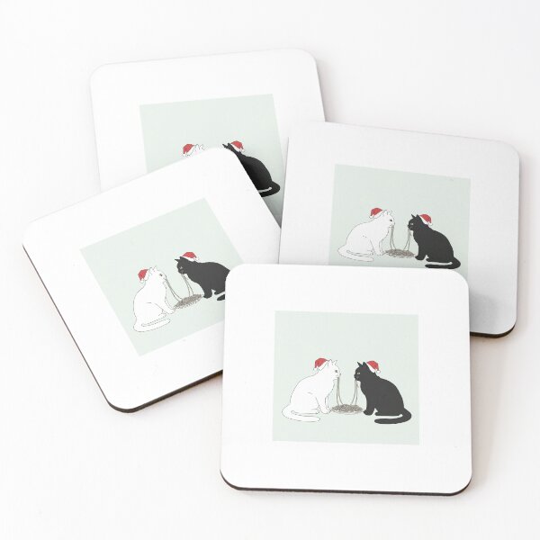 Item preview, Black and White cats eating spaghetti designed and sold by mayatA-rt.
