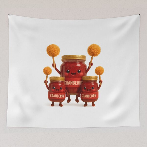 Item preview, Cute Cranberry Jar Cheerleaders | Kawaii Thanksgiving Fun Art designed and sold by Moons Studio.