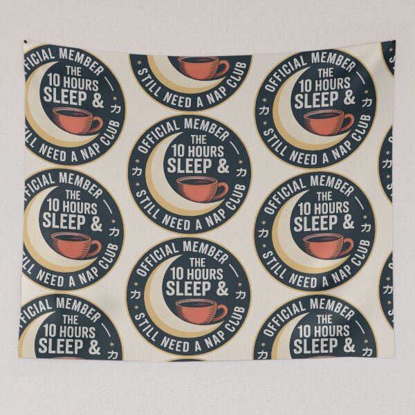 Item preview, Crescent Moon and Coffee Cup in Sleep Club Retro Seal designed and sold by SplashTastic.