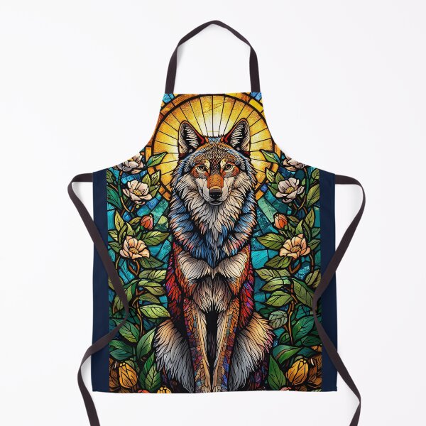 Item preview, Sacred Wolf in Stained Glass – Light of the Wild Spirit designed and sold by KiraChie.