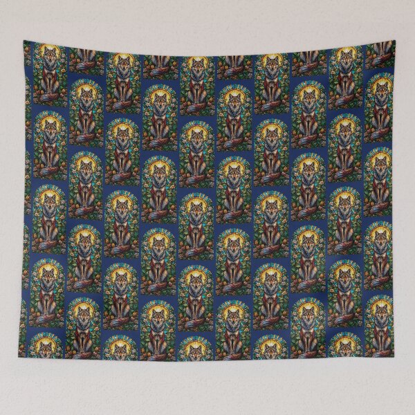 Item preview, Sacred Wolf in Stained Glass – Light of the Wild Spirit designed and sold by KiraChie.