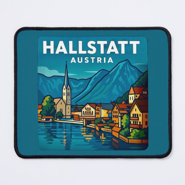 Item preview, Hallstatt, Austria - Alpine Lake Retro Design designed and sold by Myra365Art.