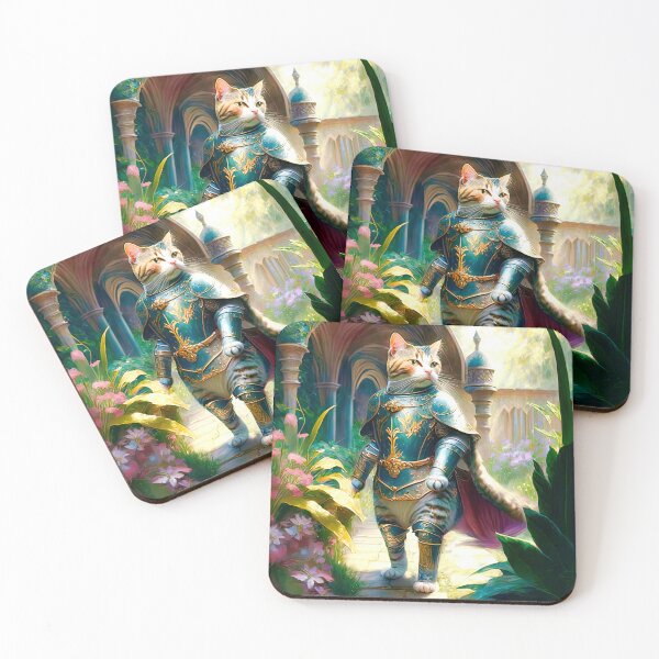 Item preview, Anthropomorphic Vintage Fairy Tale Knight Cat Walks In The Garden designed and sold by LanaGustavsson.