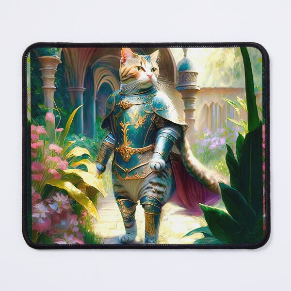 Item preview, Anthropomorphic Vintage Fairy Tale Knight Cat Walks In The Garden designed and sold by LanaGustavsson.