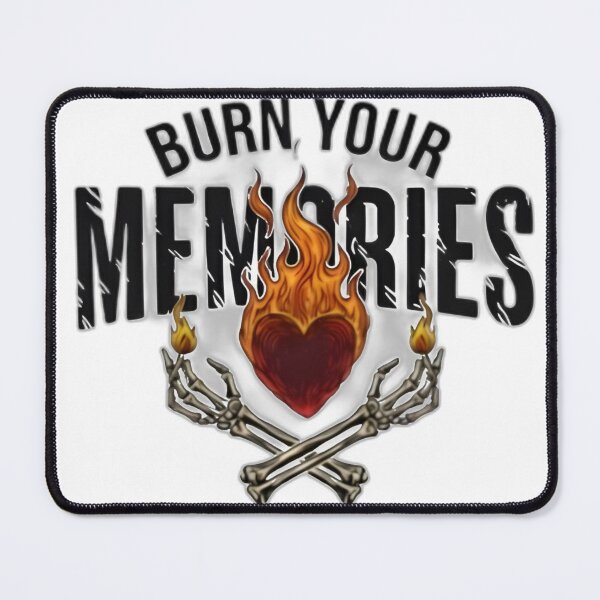 Item preview, Burn Your Memories – Flaming Heart & Skeleton Hands Artwork designed and sold by ArvionStudio.