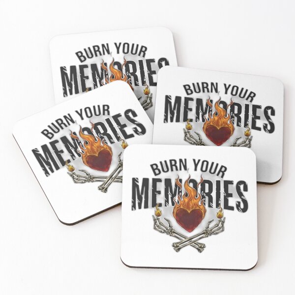 Item preview, Burn Your Memories – Flaming Heart & Skeleton Hands Artwork designed and sold by ArvionStudio.