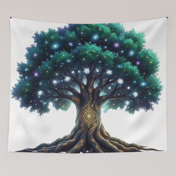 Item preview, Celestial Tree of Life - Cosmic Yggdrasil & Golden Celtic Roots designed and sold by MonaRose_Art.