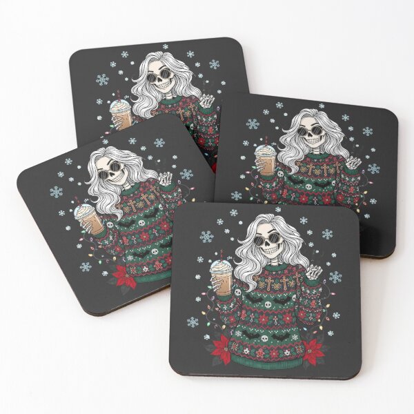 Item preview, Holiday Rebel Skeleton | Cool Gothic Christmas Coffee Art designed and sold by ColorSplash123.