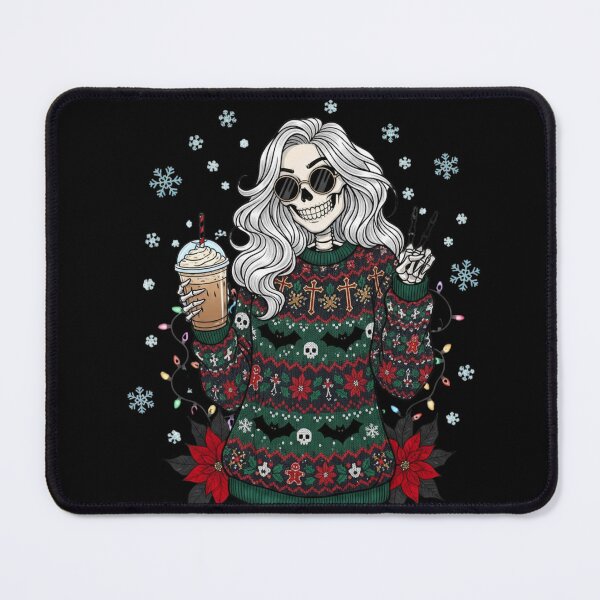 Item preview, Holiday Rebel Skeleton | Cool Gothic Christmas Coffee Art designed and sold by ColorSplash123.