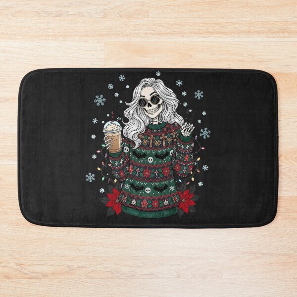 Item preview, Holiday Rebel Skeleton | Cool Gothic Christmas Coffee Art designed and sold by ColorSplash123.
