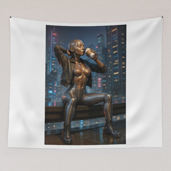 Item preview, Cyberpunk android woman cappuccino  designed and sold by CathryneDelamort.