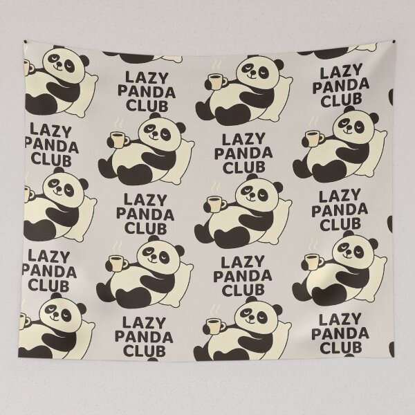Item preview, Cream and Dark Brown Panda Reclining Peacefully with Steaming Drink designed and sold by SplashTastic.