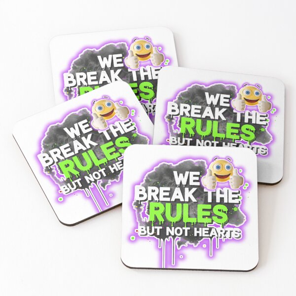 Item preview, We Break the Rules But Not Hearts – Neon Graffiti Rebel Quote with Thumbs-Up Emoji designed and sold by Scorpio Art.