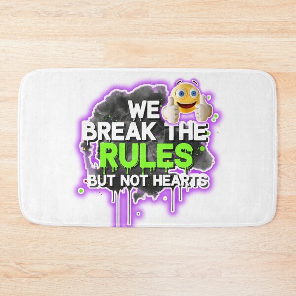 Item preview, We Break the Rules But Not Hearts – Neon Graffiti Rebel Quote with Thumbs-Up Emoji designed and sold by Scorpio Art.
