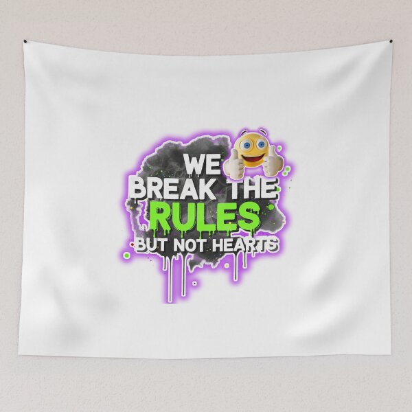 Item preview, We Break the Rules But Not Hearts – Neon Graffiti Rebel Quote with Thumbs-Up Emoji designed and sold by Scorpio Art.