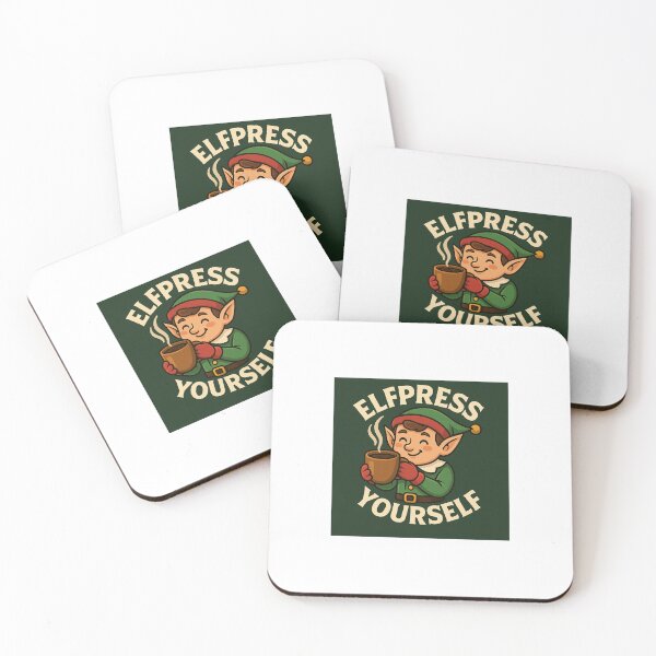 Item preview, Elfpress Yourself Funny Christmas Coffee Elf Design designed and sold by GlitchThreads.