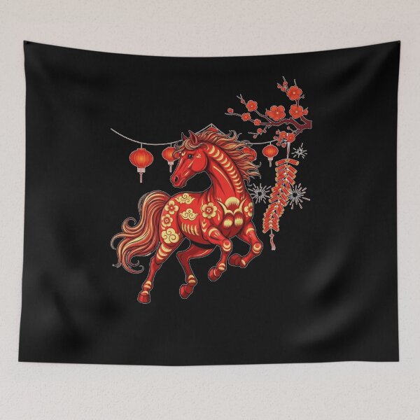 Item preview, Auspicious Floral Steed designed and sold by ZodiacWonders.