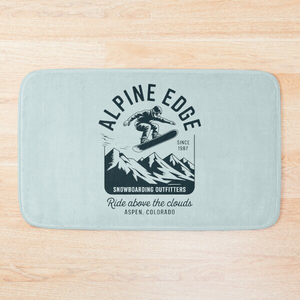 Item preview, Snowboarder Jumping Over Mountains in Dark Teal Monochrome designed and sold by SplashTastic.