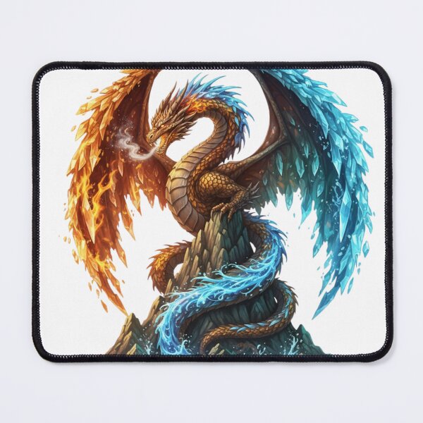 Item preview, Elemental Dragon of Fire and Ice - Mythical Symbol of Duality designed and sold by MonaRose_Art.