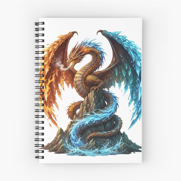 Artikelvorschau, Elementardrache des Feuers und des Eises – Mythisches Symbol der Dualität entworfen und verkauft von MonaRose_Art.