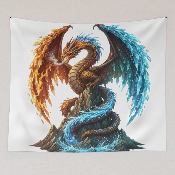Item preview, Elemental Dragon of Fire and Ice - Mythical Symbol of Duality designed and sold by MonaRose_Art.