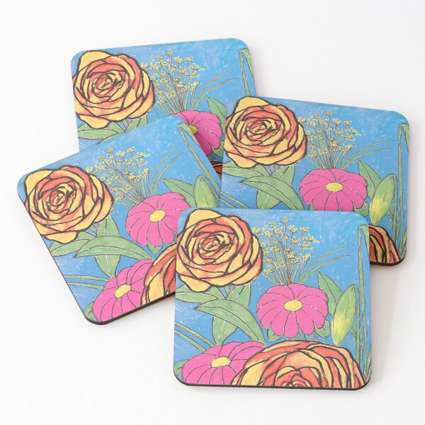 Item preview, Roses vintage retro style on lined paper beautiful scrapbook bold groovy 70s style  designed and sold by super_shimizu.