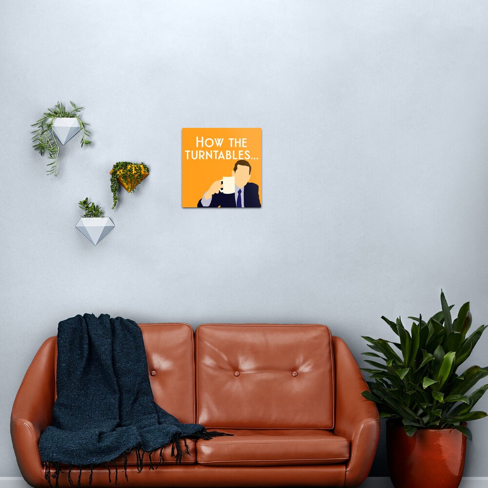 "Michael Scott How the Turntables... (meme, orange)" Metal Print for