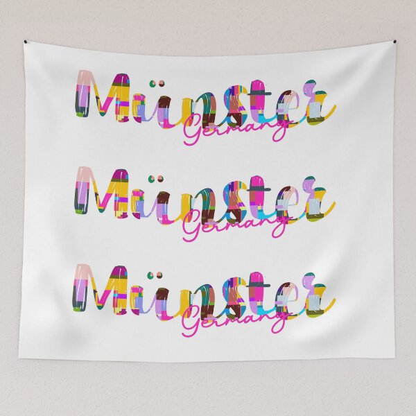 Item preview, Münster, Germany, Vibrant Abstract City Typography Art designed and sold by Wanderful-roads.