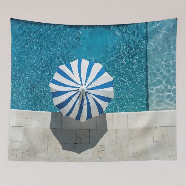Item preview, Striped umbrella by pool designed and sold by anytka.