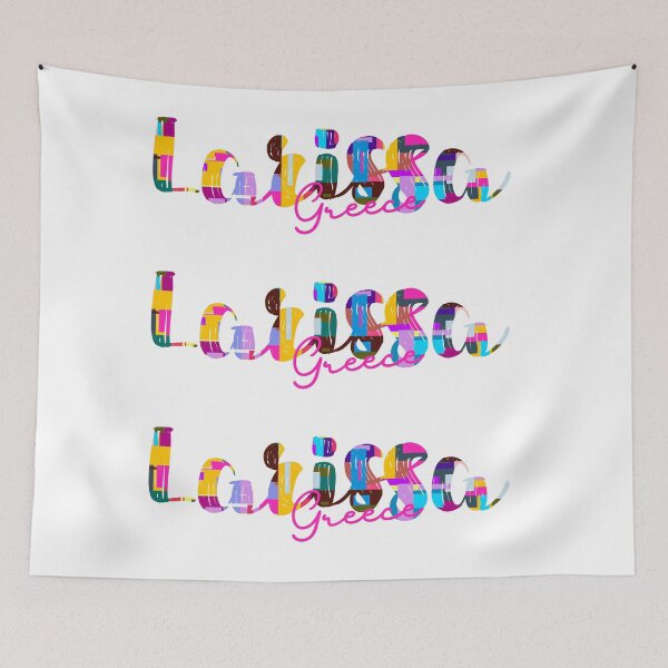 Item preview, Larissa, Greece, Vibrant Abstract City Typography Art designed and sold by Wanderful-roads.