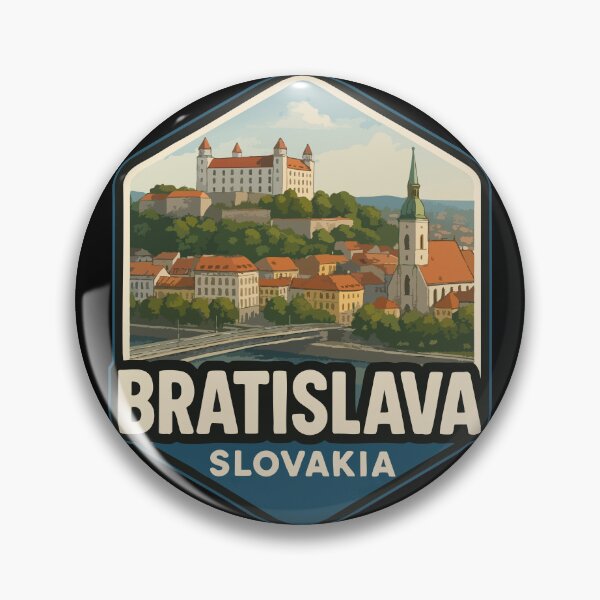 Item preview, Bratislava Slovakia Skyline Vintage Travel  designed and sold by TomFrontierArt.