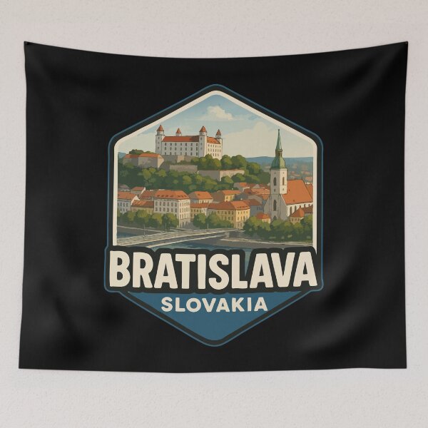 Item preview, Bratislava Slovakia Skyline Vintage Travel  designed and sold by TomFrontierArt.