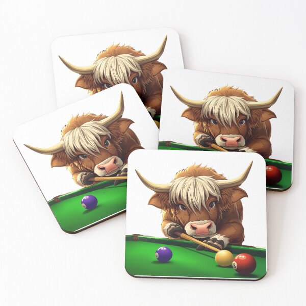 Item preview, Scottish Highland Pool Coo Design | Funny Scottish Cow Snooker Gift designed and sold by Loom on the Loch.