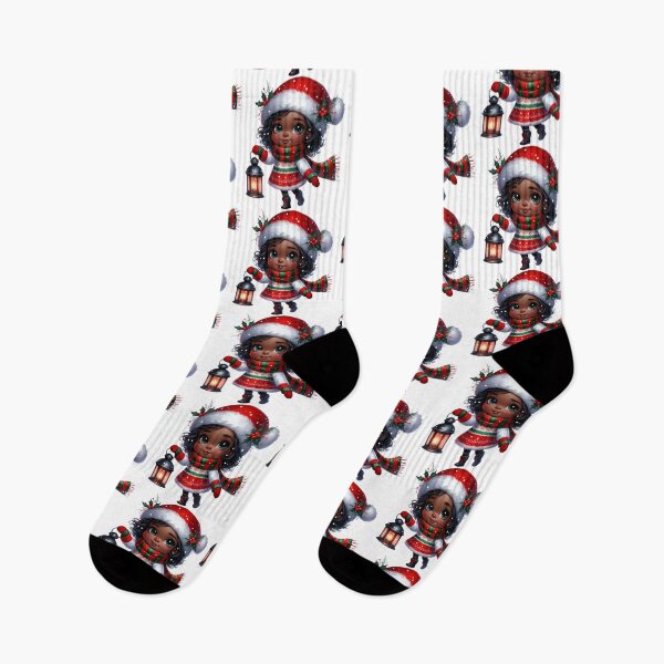 Item preview, Charming Black Christmas Girl with Lantern | Winter Holiday Design designed and sold by Lulunza.