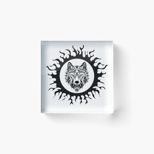 Item preview, tribal wolf flaming Sun designed and sold by Bronxartdesign.