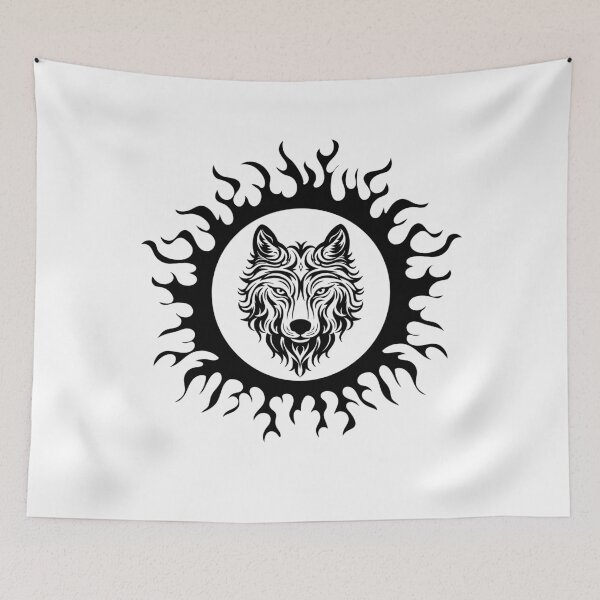 Item preview, tribal wolf flaming Sun designed and sold by Bronxartdesign.