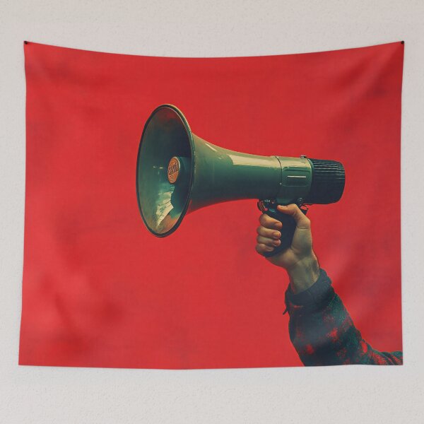 Item preview, Hand with megaphone on red designed and sold by anytka.