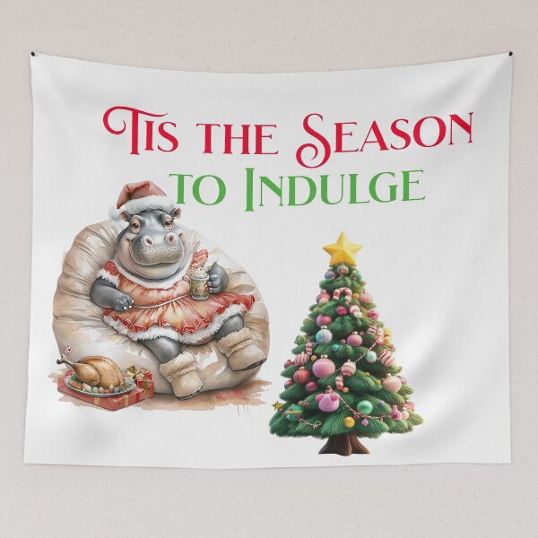 Item preview, Tis the Season to Indulge | Cute Hippo Christmas Comfort & Feasting designed and sold by ArtisticDesignsbyLinda.