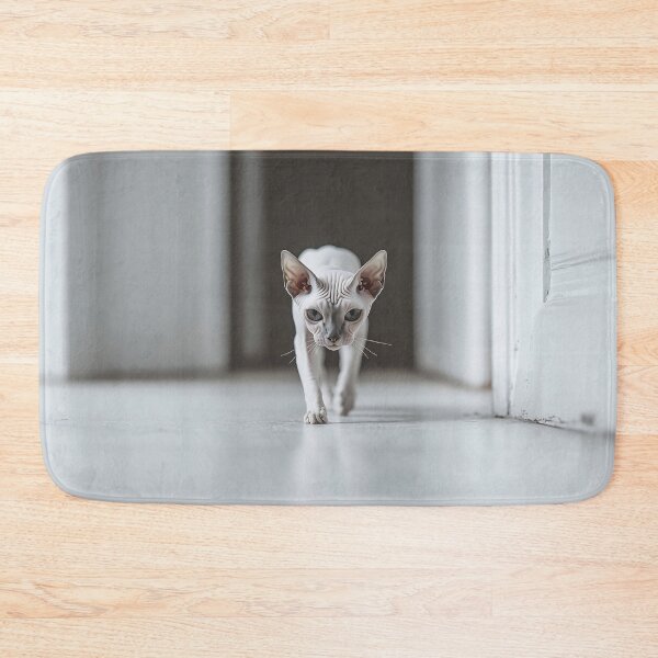 Item preview, White cat walks down the hallway designed and sold by anytka.