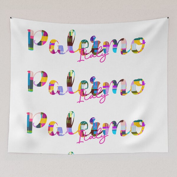 Item preview, Palermo, Italy, Vibrant Abstract City Typography Art designed and sold by Wanderful-roads.