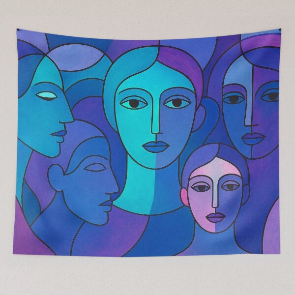 Item preview, Faces in blue harmony designed and sold by Sigtrix.