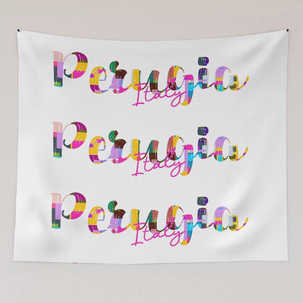 Item preview, Perugia, Italy, Vibrant Abstract City Typography Art designed and sold by Wanderful-roads.
