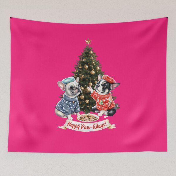 Item preview, Happy Paw-lidays! | Cute French Bulldogs Christmas Tree & Cookies designed and sold by ArtisticDesignsbyLinda.