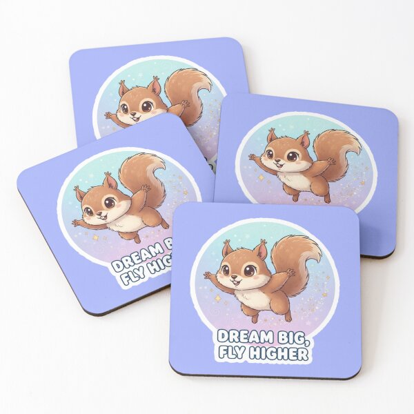 Item preview, Dream Big Fly Higher Cute Squirrel Cartoon - Motivational Inspirational Art designed and sold by Ahilwani.