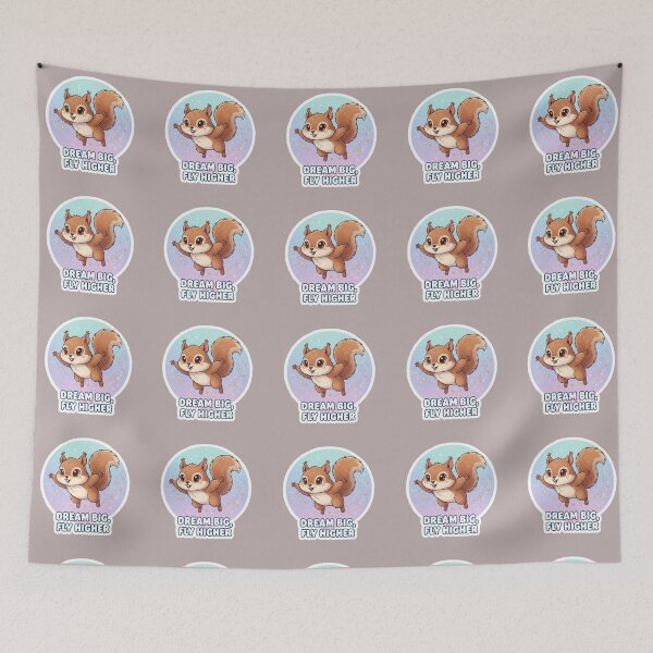 Item preview, Dream Big Fly Higher Cute Squirrel Cartoon - Motivational Inspirational Art designed and sold by Ahilwani.