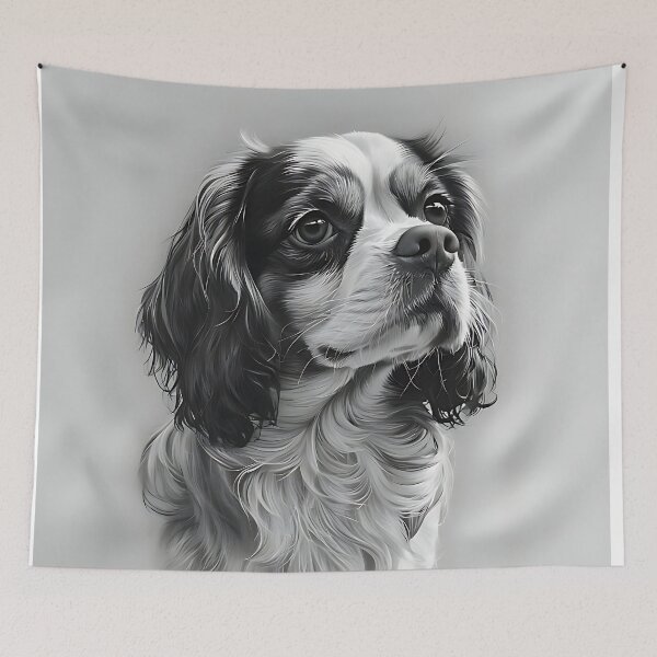 Artikelvorschau, Porträtkunst des Cavalier King Charles Spaniels entworfen und verkauft von Dog Art Studio.