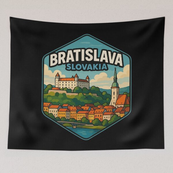 Item preview, Bratislava Slovakia Skyline Retro Travel  designed and sold by TomFrontierArt.
