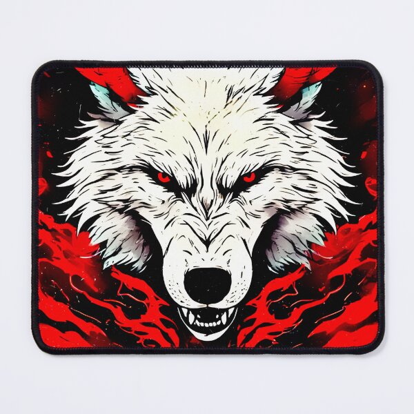 Item preview, White Neon Wolf with Red Antlers | Cyberpunk designed and sold by Neer arts.